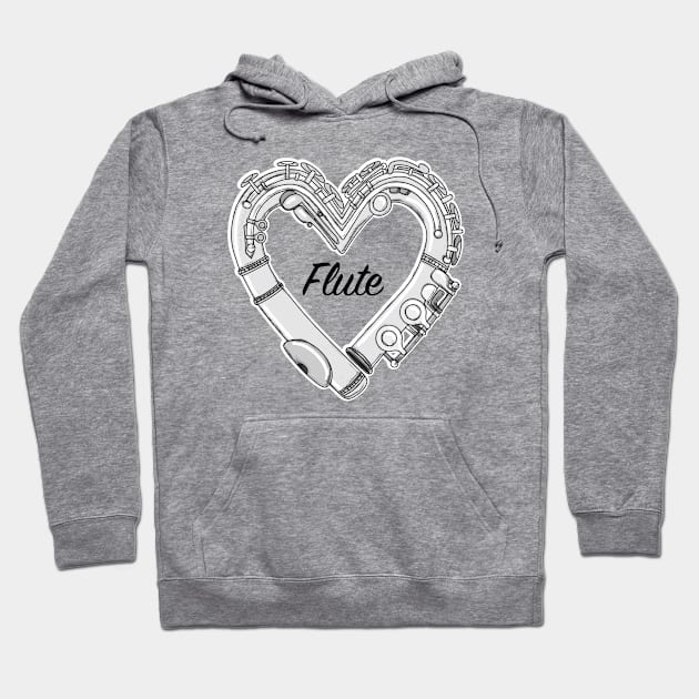 Love Flute Heart-Shaped Doodle For Flutists Hoodie by doodlerob